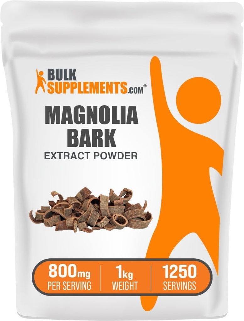 BulkSupplements.com Magnolia Bark 추출물 분말 - Magnolia Officinalis, Magnolia Bark Supplement, Magnolia 추출물 - 글루텐 무료, 봉사 당 800mg, 1kg (2.2 파운드) (팩 1)