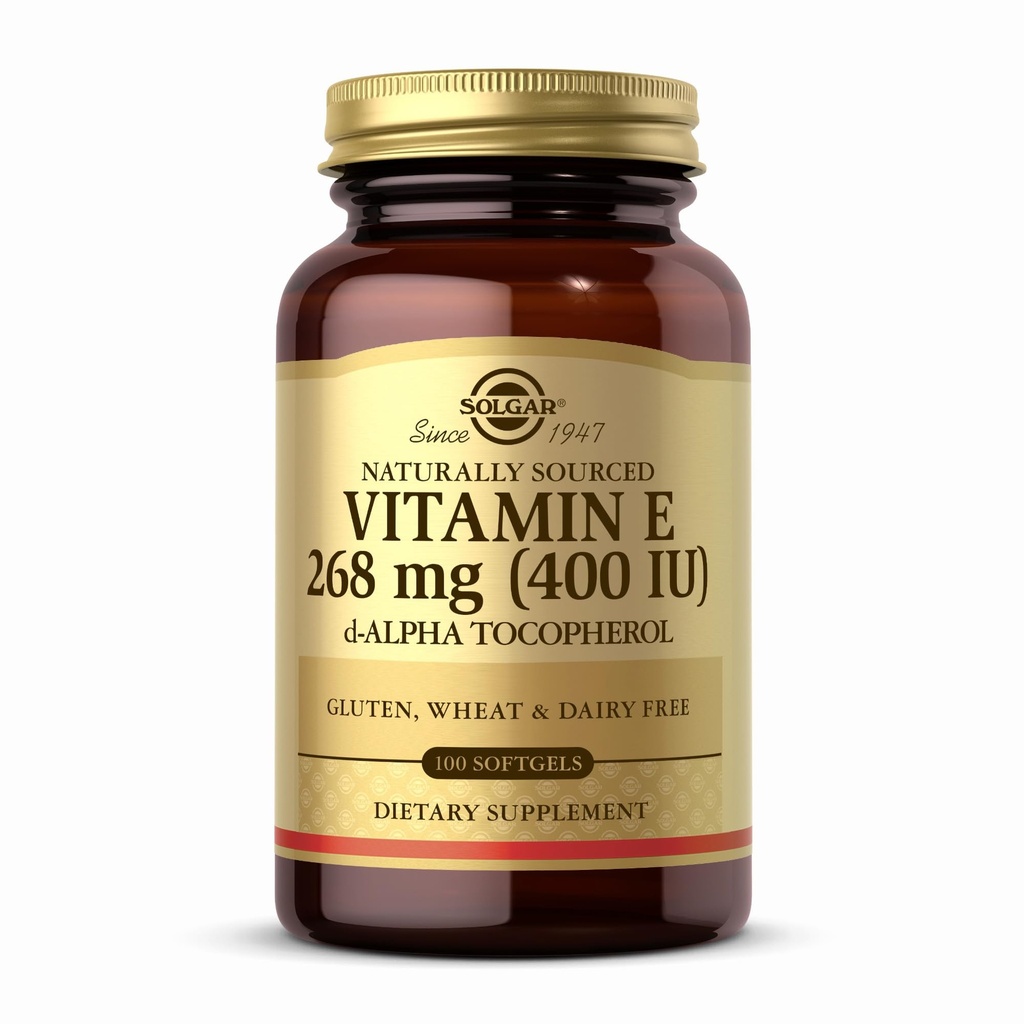 Solgar 비타민 E 268 mg (400 IU) - 100 Softgels - d 알파 Tocopherol로 Naturally-Sourced 비타민 E - 글루텐 무료, 낙농 무료 - 100 서빙