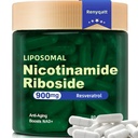 Renyqatt NAD + 보충 - Liposomal Nicotinamide Riboside - 노화 방지, 에너지, 초점을위한 보충 - 80 캡슐 (1B)