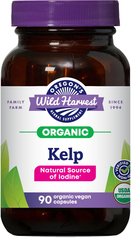 Oregon의 Wild Harvest Kelp Organic Supplement | 이오딘의 천연 소스 | Vegan 캡슐, 90 카운트