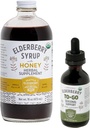 Herbal Supplement Starter Set - 꿀과 Elderberry Syrup의 16oz 병 & Elderberry to-Go Seasonal Support의 2oz 병 미국에서만 유기농 재료로 만든