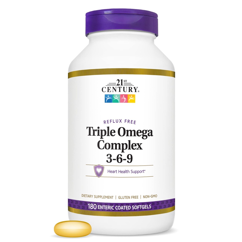 21세기 트리플 오메가 복합 3 6 9 Enteric 코팅 Softgels, 180 카운트 병 (22875)
