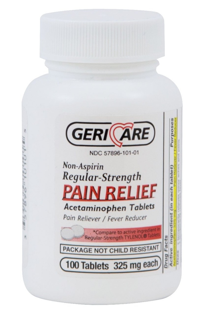 McKesson 60-101-01 GeriCare Acetaminophen 정제, 325mg의 100의 팩