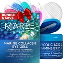 MAREE Skincare 번들 - 눈 젤, 얼굴 폴란드어 - 퍼프 아이 & 다크 서클을위한 눈 젤 - 글리세릭 산 껍질 패드 - 해양 교원질 & Hyaluronic 산 - Salicylic 산 & 비타민 E, B3, B5
