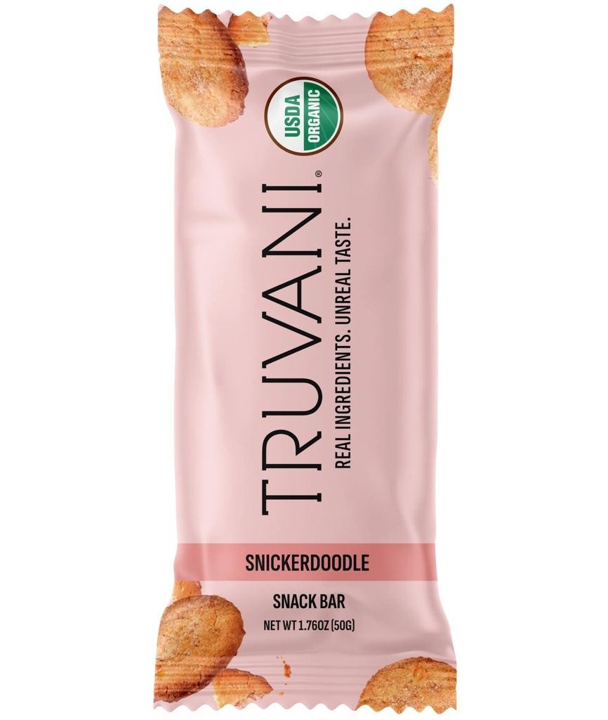 Truvani 플랜트 기반 스낵 바 | 스니커들 1 팩 | 5g Protein | USDA Organic and Vegan | The Only Bar | Dairy, Soy, Gluten Free | 개별적으로 포장