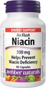 Webber Naturals Flush Niacin 비타민 B3 캡슐, 500mg 90 조사 없음