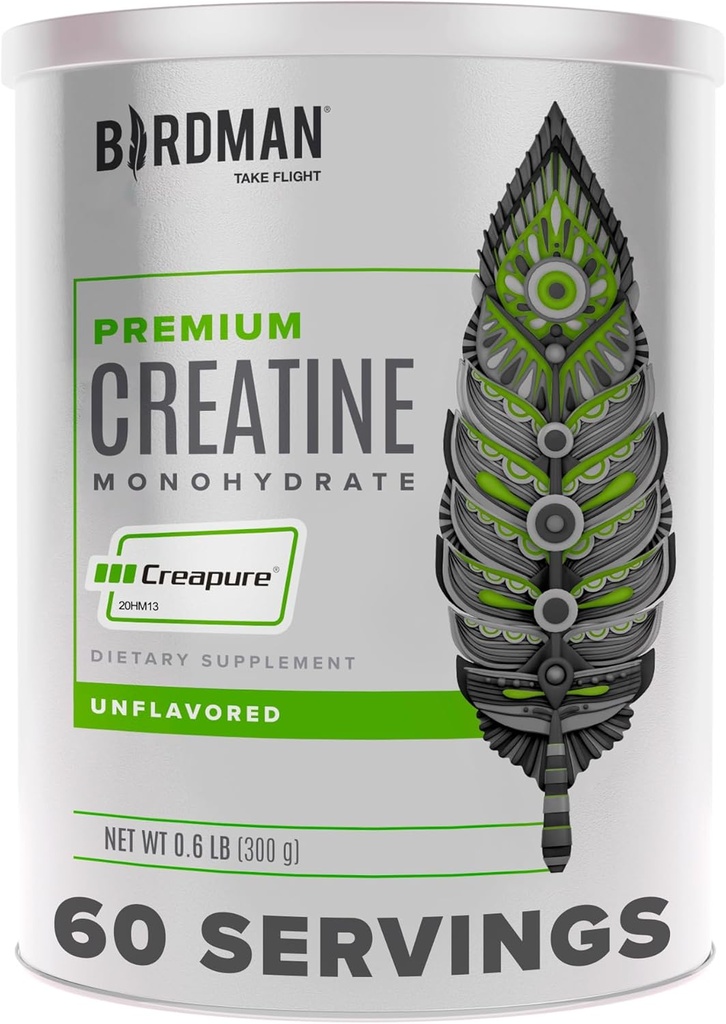 BIRDMAN 고순도 크레아틴 Monohydrate Unflavored 분말, 사전 운동, 고성능 | 300g