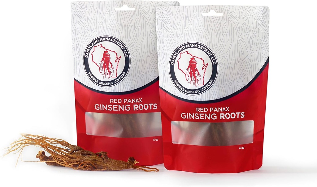 Dairyland Management LLC Red Panax Ginseng Root - 한국 Panax Ginseng 뿌리의 8 온스 팩 - 정통 Panax Ginseng - Non-GMO, 글루텐 무료 인삼 뿌리 - Soup, Tea, Congee의 인삼 사용