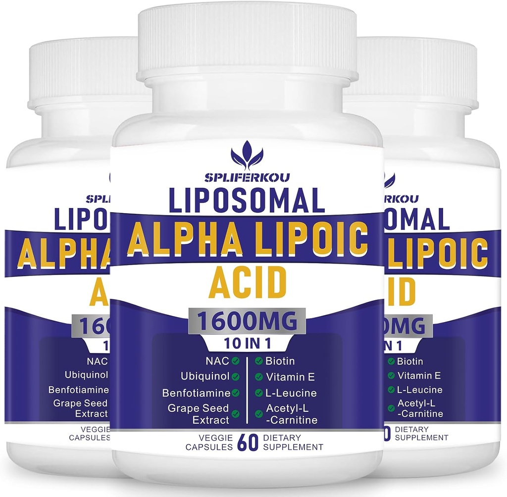 서빙 당 Liposomal 알파 Lipoic 산 1600mg, 산화를 억제하는 건강을 위한 ALA 보충교재, 에너지 및 대사 글루텐 자유로운 & 비 GMO 180 캡슐