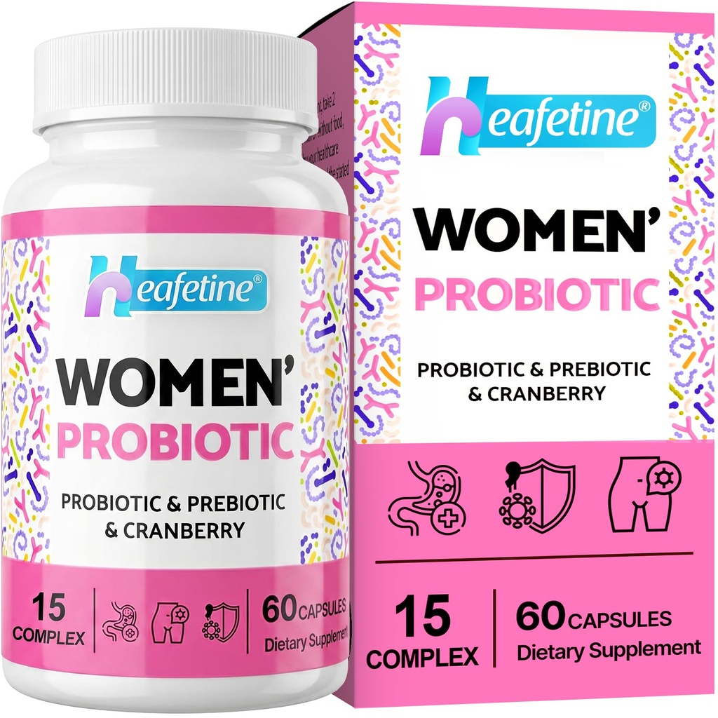 여성을 위한 질 Probiotics, 여성을 위한 300억 CFUs Probiotics, 15in-1 Womens Probiotics & Prebiotics, 질, Urinary Tract, PH 균형, 면역성, 소화성 & Gut, Bloating Health, 60의 모자