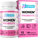 여성을 위한 질 Probiotics, 여성을 위한 300억 CFUs Probiotics, 15in-1 Womens Probiotics & Prebiotics, 질, Urinary Tract, PH 균형, 면역성, 소화성 & Gut, Bloating Health, 60의 모자