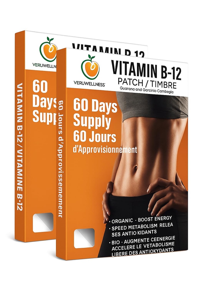 Veru Wellness B12 패치 - 에너지 부스트 (2 팩) - 120 일 B12 패치 - 카페인 없음
