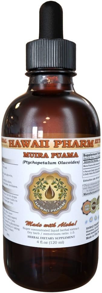 HawaiiPharm Muira Puama (Ptychopetalum Olacoides) 액체 추출물 4개 oz