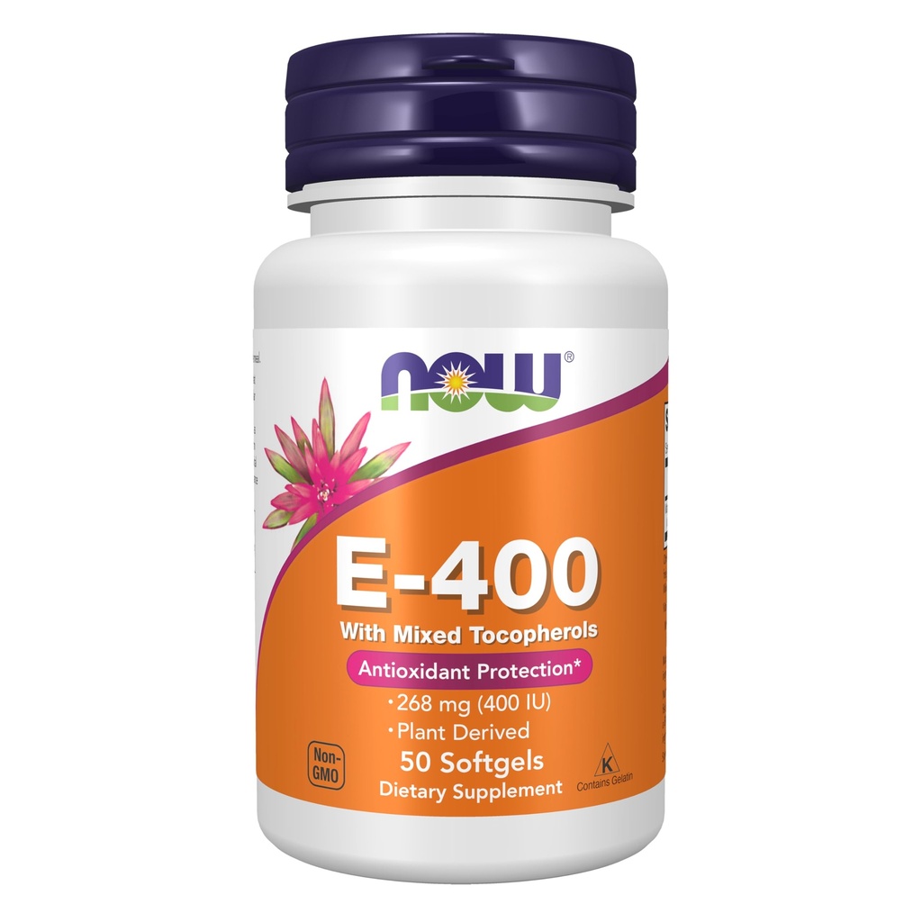 지금 식품 보충제, 비타민 E-400 IU 혼합 Tocopherols, 산화 방지 보호 *, 50 Softgels