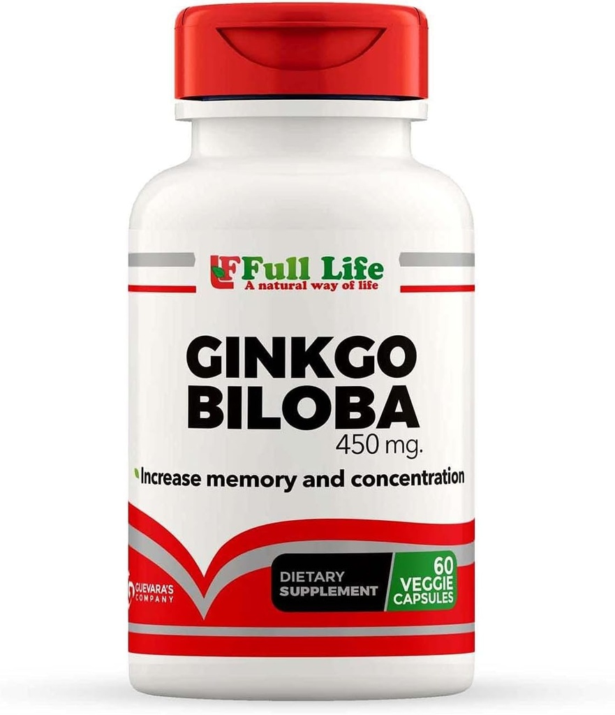 가득 차있는 생활 은행나무 Biloba 캡슐 - 초본 보충교재 - 60의 Veggie 캡슐 450mg.