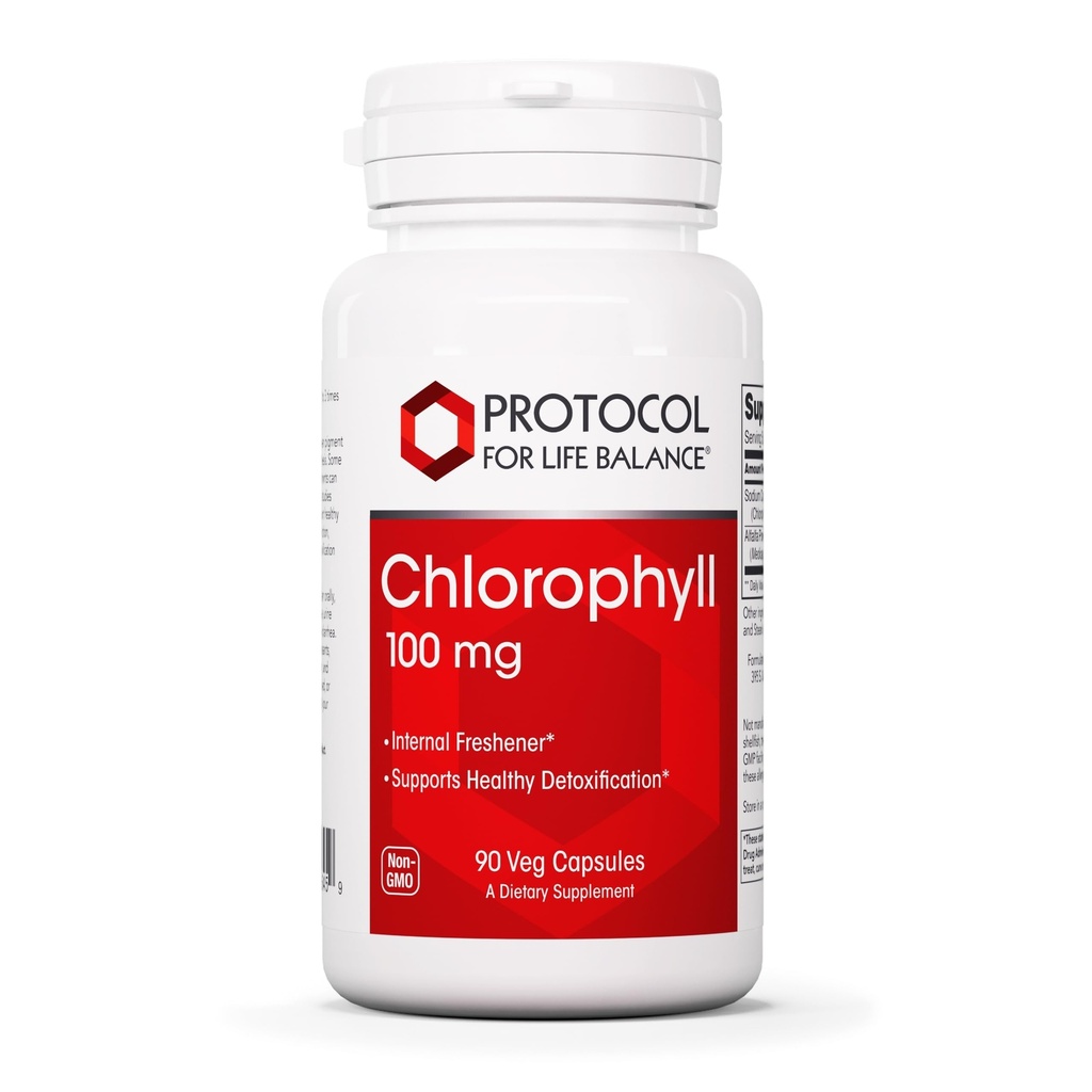 프로토콜 Chlorophyll - Detox Cleanse, Liver Function & Internal Deodorant* 지원 - 비 GMO 및 Soy Free - 90 Veg Capsules