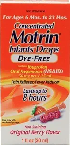 Motrin Pain Reliever/Fever Reducer Infants' Drop Concentrated Dye-Free Berry 풍미 (패키지 2) Motrin
