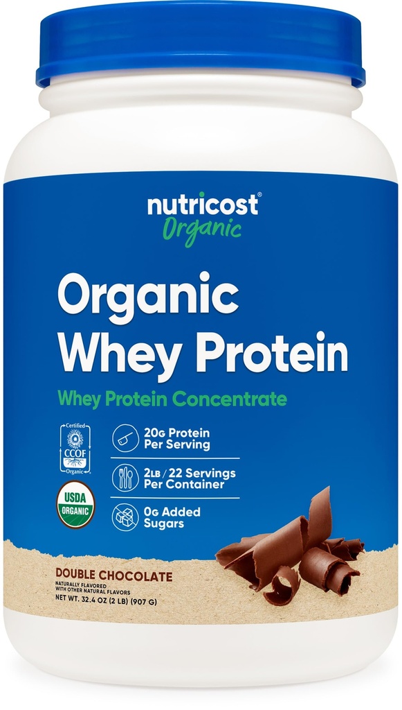 Nutricost 유기 Whey Protein Concentrate, 더블 초콜릿 맛, (2LBS) - 글루텐 - 무료, 비 GMO