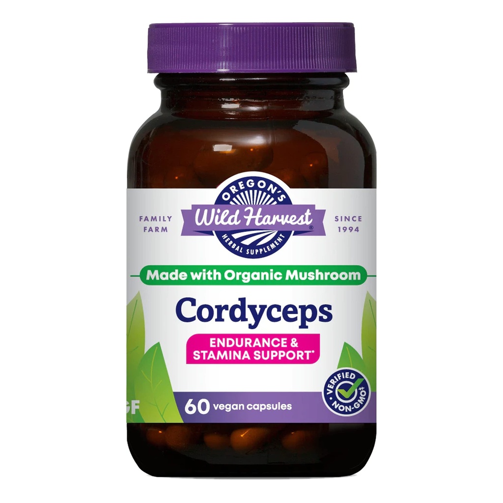 Oregon의 Wild Harvest Cordyceps Organic Mushroom Herbal Supplement (Freeze-Dried) | 내구시간 및 체력 지원, 60 조사