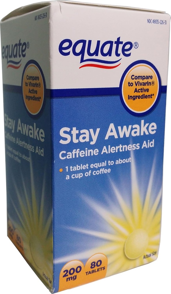 Equate Stay Awake Caffeine Alertness Aid, 80 정제, 200 mg