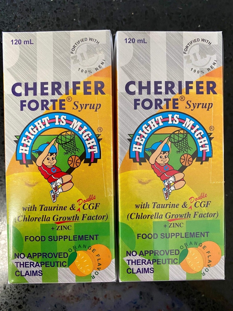 CHERIFER Forte Syrup w/Taurine & 두 배 Chlorella 성장 인자 + 아연 120ml (2개의 병의 포장)
