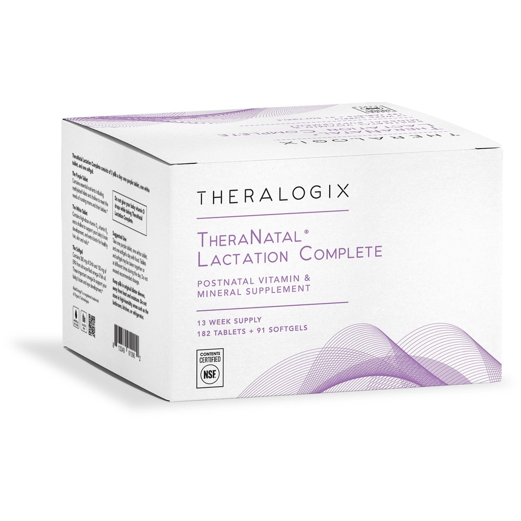 Theralogix TheraNatal Lactation Complete Postnatal Vitamin Supplement - 13-Week Supply - 여성을위한 모유 수유 - NSF 인증 - 182 태블릿 및 91 Softgels