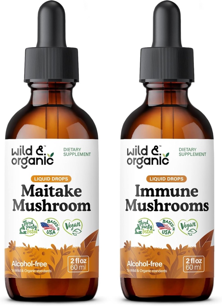 야생 & 유기 Maitake 버섯 Tincture 2 fl oz & Immune 버섯 Tincture 2 fl oz