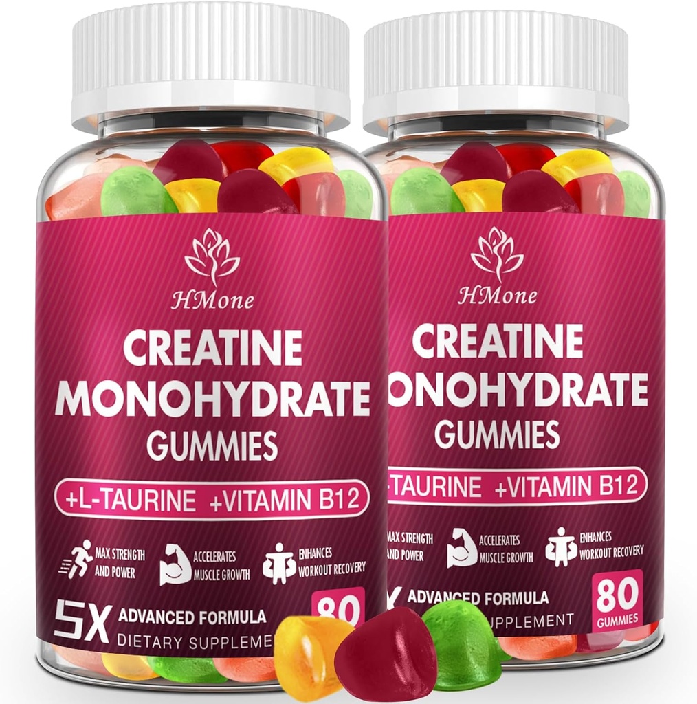 크레아틴 Monohydrate Gummies - 남자 & 여자를 위한 5g, 근육 이익, 근육 힘, 에너지 부스트 및 근육 건축업자, 설탕 자유로운, 채식주의자를 위한 160 조사 및 크레아틴 Chewable 보충교재
