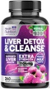Gentle Liver Cleanse Detox & Repair Formula - Silymarin Milk Thistle, Dandelion Root, Artichoke Extract, Turmeric, Choline 및 Beetroot - 240 Veggie 캡슐과 고급 간 지원 보충