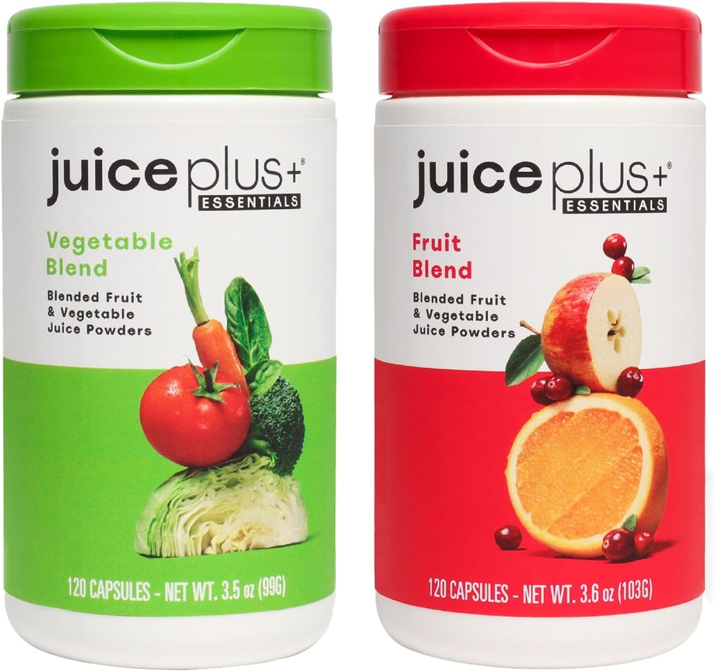 JuicePlus+ 과일과 야채 혼합: 단단한 영양 기초 - 20의 과일 & 채소 플러스 식물 Nutrients를 가진 가족의 건강을 밀어 - Prepacked 2 병 (60 과일의 봉사, Veg의 60)