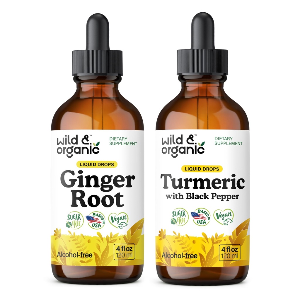 야생 & 유기 생강 Tincture 4 fl oz & Turmeric Tincture 4 fl oz