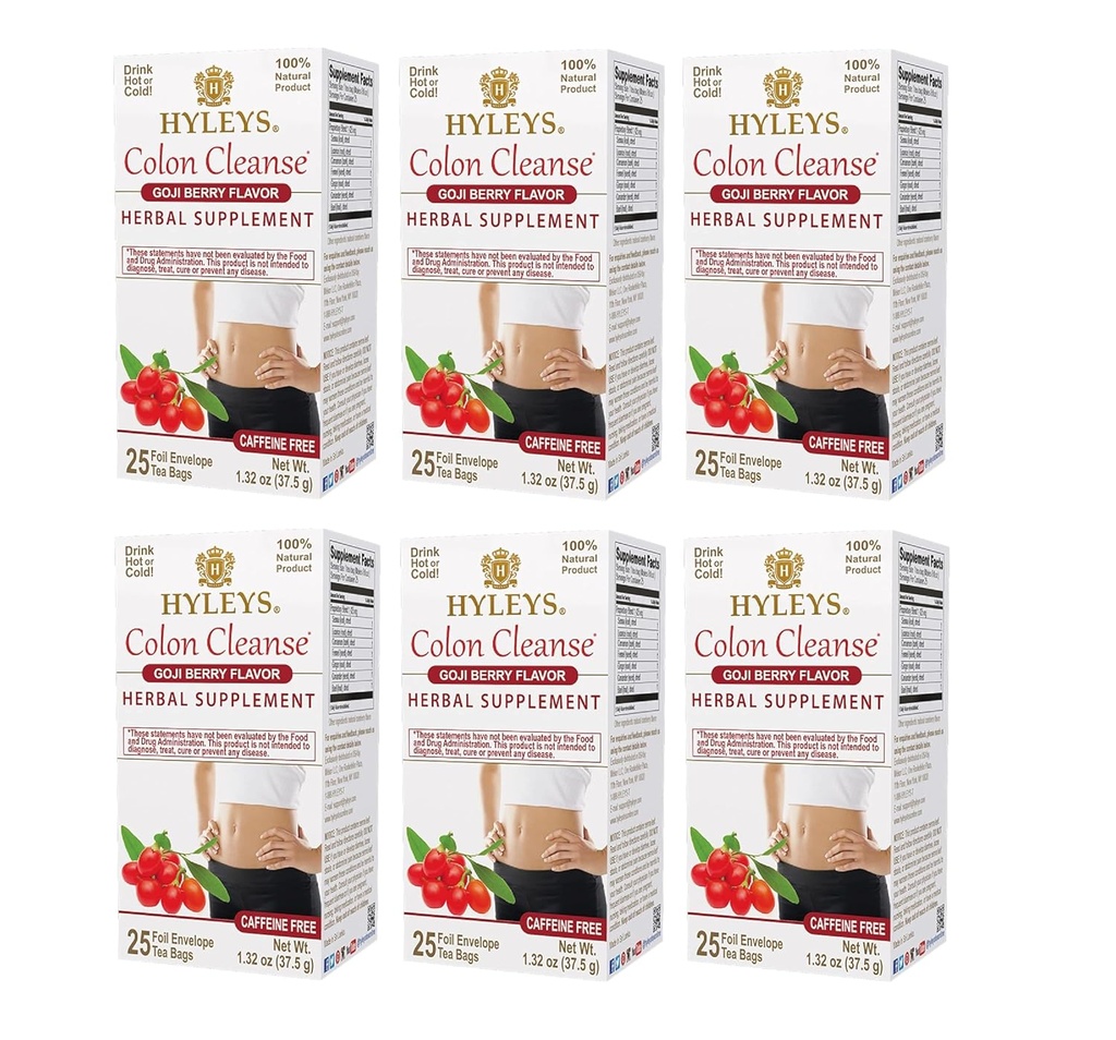 Hyleys Colon Cleanse Tea Goji Berry 맛 (6 팩 - 150 티백 총)
