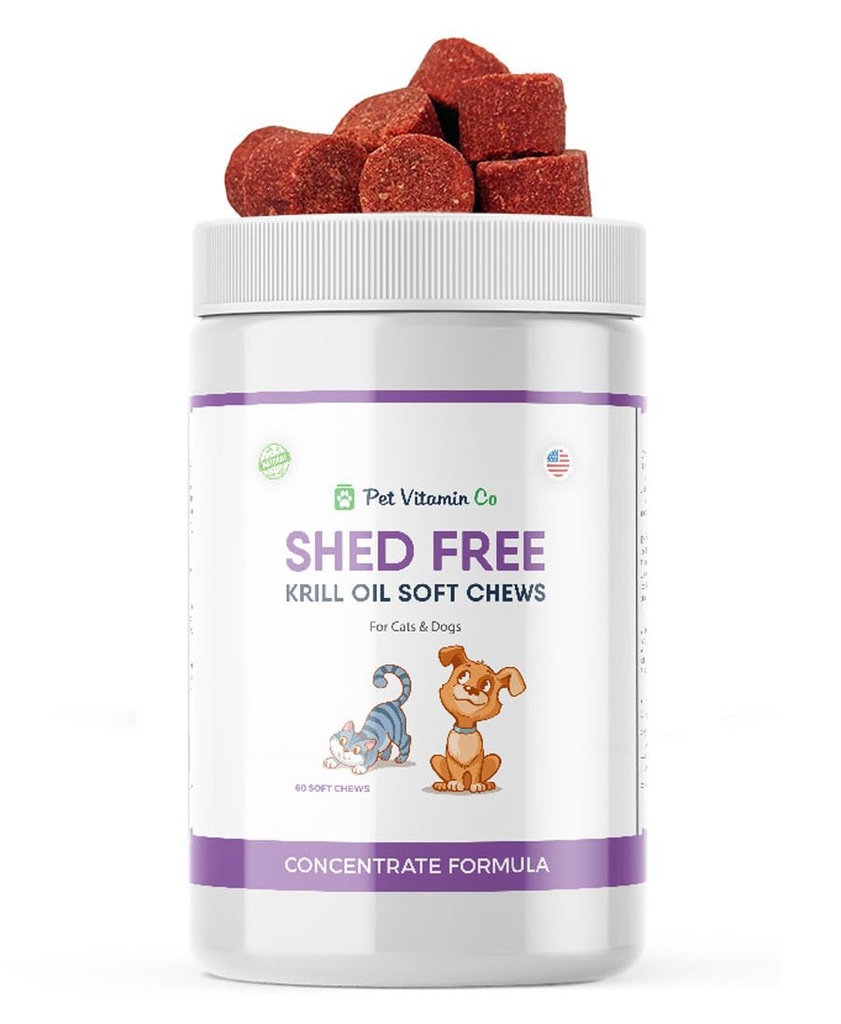 Krill Oil Shed-Free Soft Chews for Dogs - Shedding & Itching 감소 - 오메가 3 및 산화 방지제의 풍부한 - 피부 및 코트 개선 - 미국에서 만든 - 60 소프트 체스