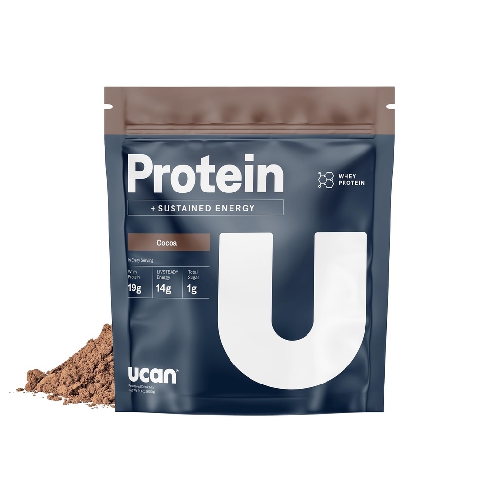 UCAN 에너지 + Whey Protein Powder - 아미노산 EAAs & BCCAs - Keto Protein Powder - Sugar 추가 없음, 글루텐 - 무료 - Cocoa - 12 서빙