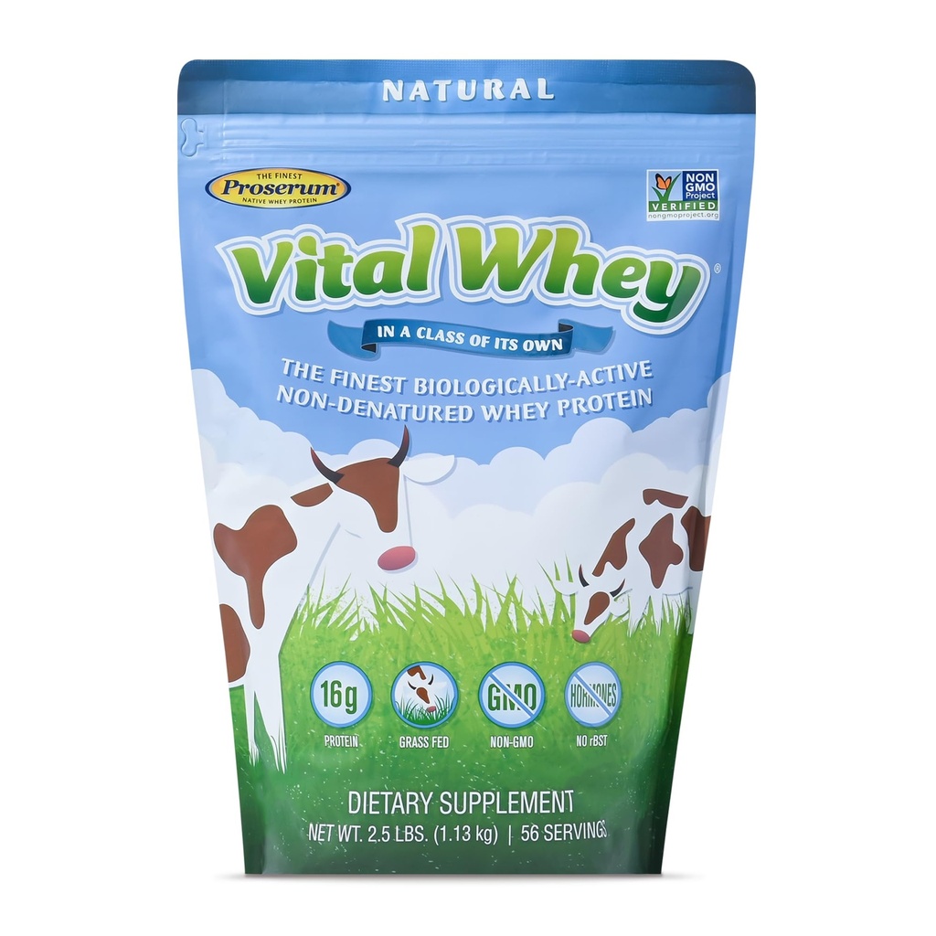 Immune Vitality, 천연 향 2.5lbs (56 서빙), Serve 당 15g 단백질, Vital Whey, Clean Holistic, Wellness Nutrition