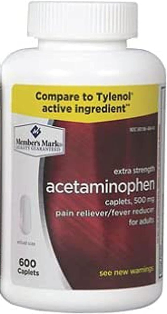 Acetaminophen 일반적인 500 mg 여분 힘 - 600의 모자