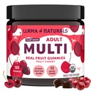 Llama Naturals Multivitamin for Women and Men, Vegan, 비타민 D, C 및 K, 성인 Real Fruit Gummy Vitamins, Chewable Multivitamin 보충교재, 추가 설탕 지팡이, 체리, 120 Ct