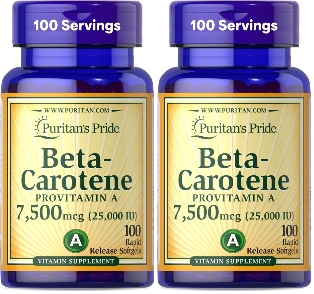 Puritan의 Pride Beta Carotene for Immune and Eye Health to Support the Healthy Immune System 100 Softgels (패키지 2)