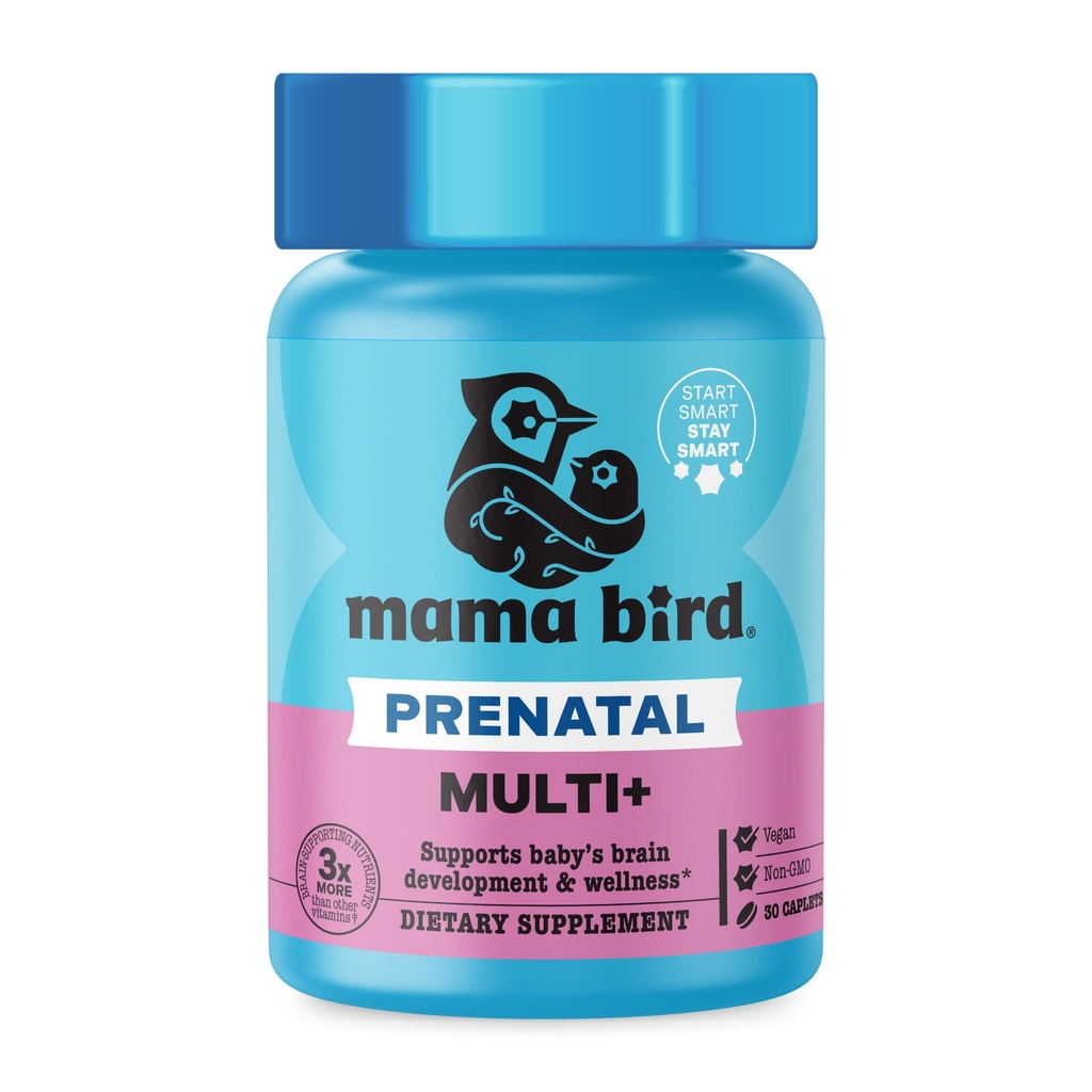 Best Nest Wellness Mama Bird Prenatal Multi Plus - Prenatal Care 보충 지원 뇌 및 소화 건강 - L-Methylfolate, Probiotics & More - 30 Caplets (30 서빙)와 Vegan Multivitamin