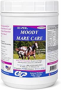 SU-PER Moody Mare Care Powder - 말에 균형 잡힌 분해 및 정상 행동을위한 초본 혼합 - 2.5 파운드 (2 팩)