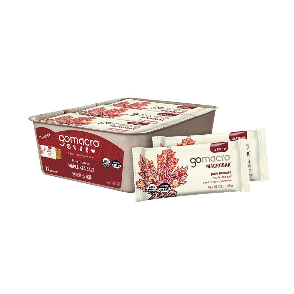 GoMacro MacroBar 유기 채식 단백질 바 - 메이플 바다 소금 (2.3 Ounce Bar, 12 개)