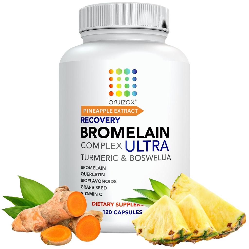 Bruizex Ultra Bromelain 및 Quercetin Bruising Relief Supplement, 120 캡슐 | Bruised Skin, Trauma Recovery and Swelling Surgery | Bromelain, Quercetin, Turmeric 및 Boswellia 포함