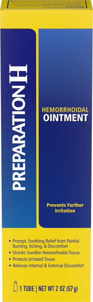 PREPARATION H Hemorrhoid 증상 치료 연고, 가려움증, 화상 & 불편 구호, 관 (2.0 Ounce)