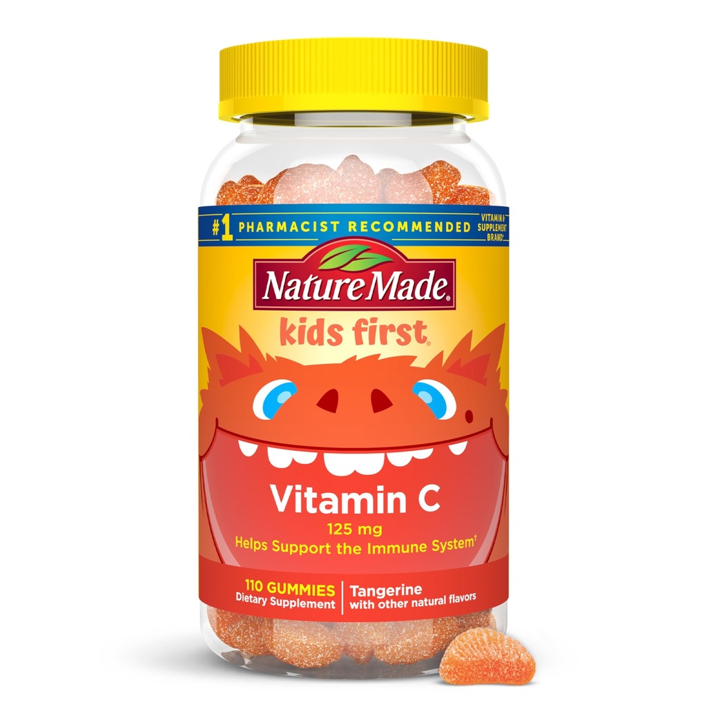 Nature Made Kids 아이를 위한 첫 번째 비타민 C Gummies, 면역 지원, 110 Gummies, 110 일 공급을 위한 규정식 보충교재