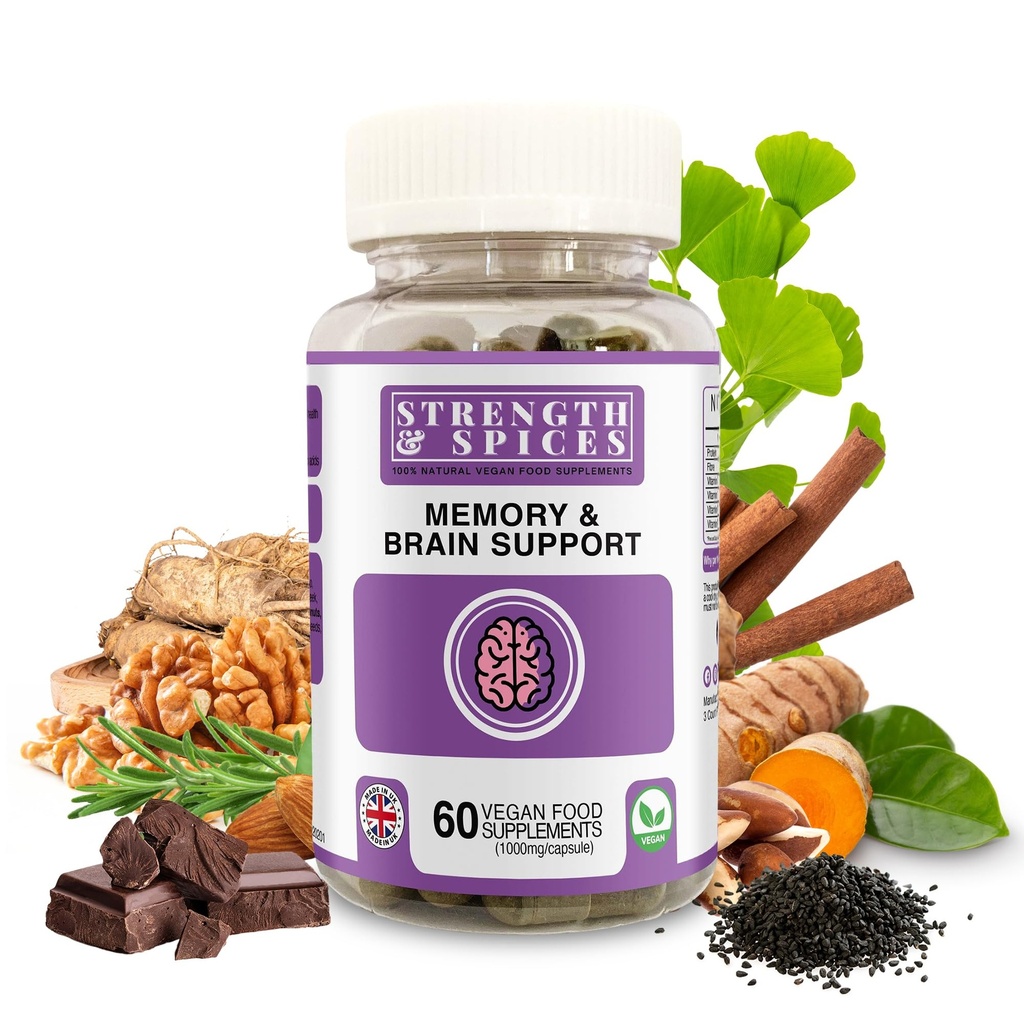 Ginkgo Biloba 및 22 슈퍼 성분, 메모리, Clarity 및 Alertness, 1000mg, 60 캡슐에 대한 식물 기반 두뇌 보충과 초점 보충