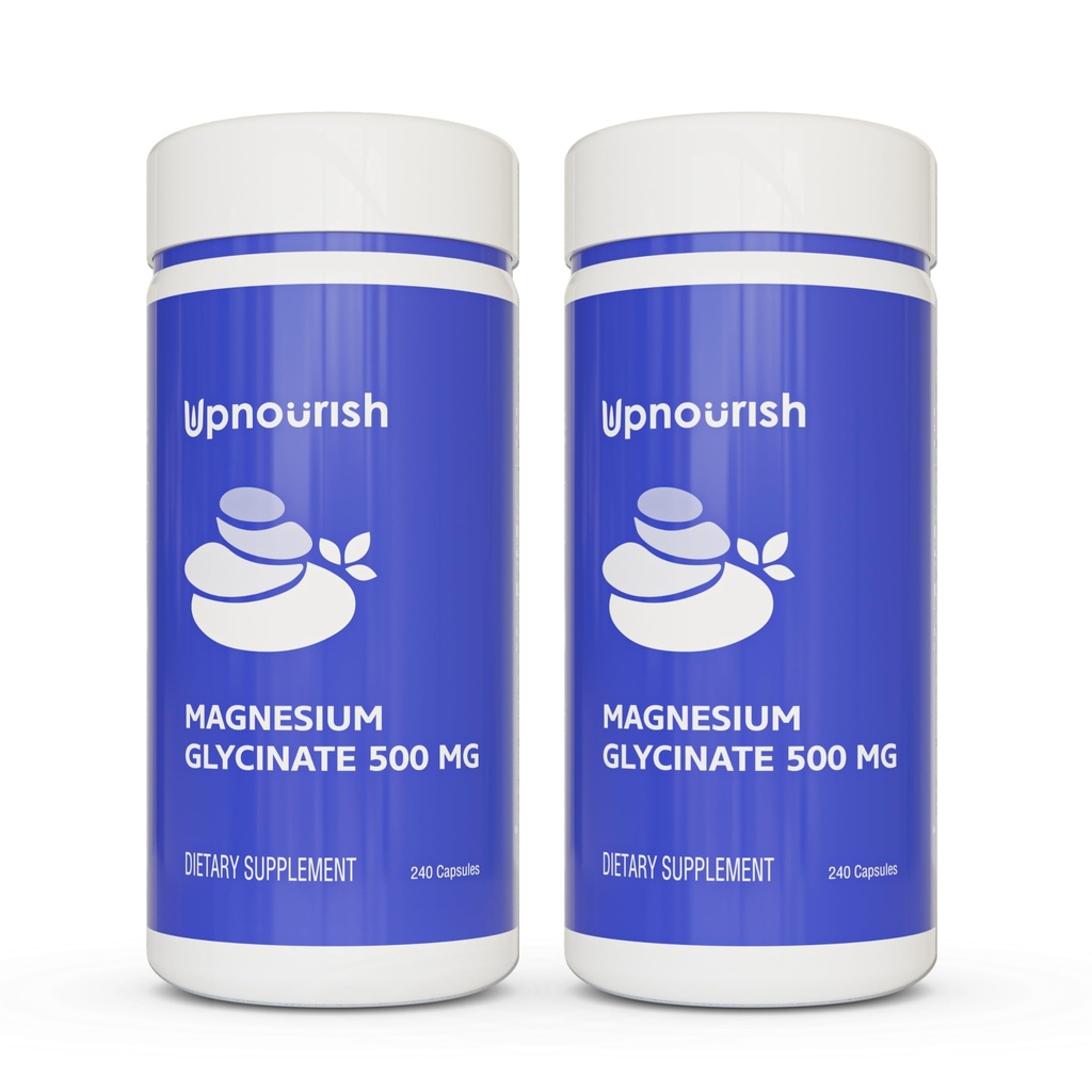UpNourish Chelated 마그네슘 글리세린 500mg 캡슐 - 높은 흡수를 위한 마그네슘 킬레이트 - Calm, 다리 크림, 근육 Relaxation 480 캡슐을 위한 순수한 마그네슘 보충교재
