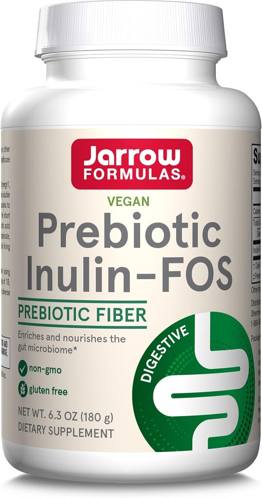Jarrow Formulas® Prebiotic Inulin FOS Prebiotic Fiber Supplement, 6.3 Oz, Gut 건강 및 소화 지원을위한 Prebiotics, 약 47 인분