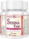 Senna Tablets 100 Ct. | 자연적인 식물성 Laxative [Made in USA] | 변비, Colon Cleanser, Detox Cleanse, 성인용 변비 완화 8.6mg, Stool Softener Plus (1 병)