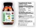 DR WAKDE의 Neem 및 Turmeric 캡슐 | 60 Veg Caps | Ayurvedic Supplement | Vegan | 100 % 초본 | 수량 할인 | 당일치기