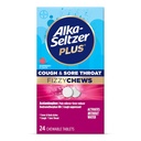 Alka-seltzer Plus Cough & Sore Throat Fizzy Chews, 필요 없음, 성인을위한 Go Sore Throat Relief에, 라즈베리 맛, 24 조사